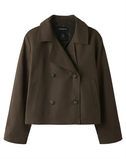 Name It - NKFMadelin Trench Coat Short - Chocolate Brown
